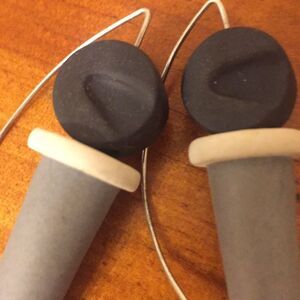 Artist designed earrings, vintage, black grey boho